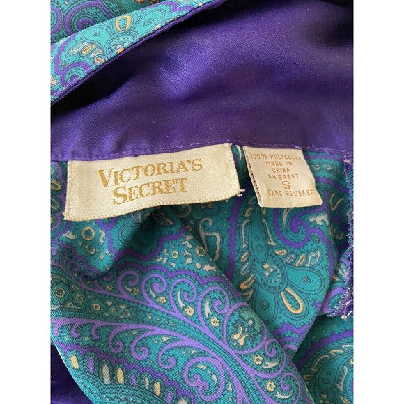 Victoria Secret Gold Label Double Breasted Robe Paisley Silky Long Sleev… - Picture 5 of 5